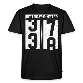 Birthday-O-Meter 38 Joyeux 38e anniversaire Célébrant - T-shirt Premium bio Homme - noir - Devant - Nico (187cm)