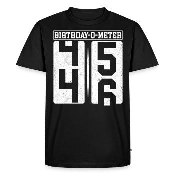 Birthday-O-Meter 46 Joyeux 46e anniversaire Célébrant - T-shirt Premium bio Homme - noir - Devant - Nico (187cm)
