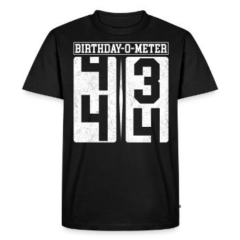 Birthday-O-Meter 44 Joyeux 44ème anniversaire Célébrant - T-shirt Premium bio Homme - noir - Devant - Nico (187cm)