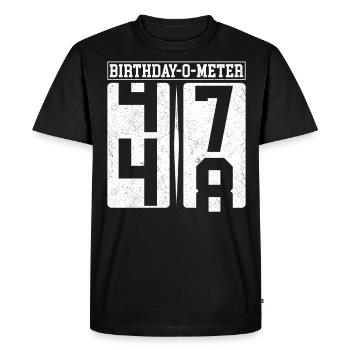 Birthday-O-Meter 48 Joyeux 48e anniversaire Célébrant - T-shirt Premium bio Homme - noir - Devant - Nico (187cm)