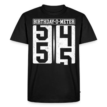 Birthday-O-Meter 55 Joyeux 55e anniversaire Célébrant - T-shirt Premium bio Homme - noir - Devant - Nico (187cm)