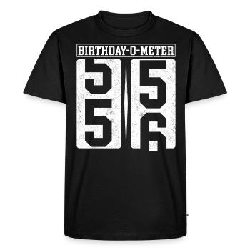 Birthday-O-Meter 56 Joyeux 56e anniversaire Célébrant - T-shirt Premium bio Homme - noir - Devant - Nico (187cm)