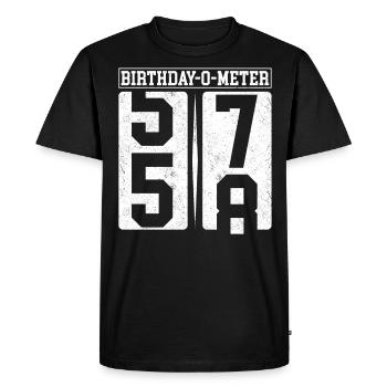 Birthday-O-Meter 58 Joyeux 58e anniversaire Célébrant - T-shirt Premium bio Homme - noir - Devant - Nico (187cm)