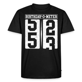 Birthday-O-Meter 53 Joyeux 53ème anniversaire Célébrant - T-shirt Premium bio Homme - noir - Devant - Nico (187cm)