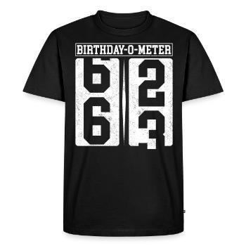 Birthday-O-Meter 63 Joyeux 63ème anniversaire Célébrant - T-shirt Premium bio Homme - noir - Devant - Nico (187cm)