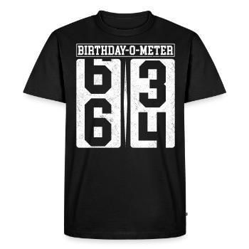 Birthday-O-Meter 64 Joyeux 64e anniversaire Célébrant - T-shirt Premium bio Homme - noir - Devant - Nico (187cm)