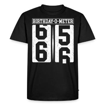Birthday-O-Meter 66 Joyeux 66e anniversaire Célébrant - T-shirt Premium bio Homme - noir - Devant - Nico (187cm)