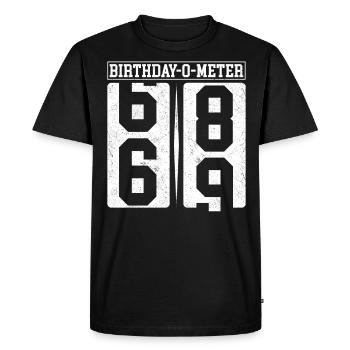 Birthday-O-Meter 69 Joyeux 69e anniversaire Célébrant - T-shirt Premium bio Homme - noir - Devant - Nico (187cm)