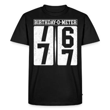 Birthday-O-Meter 77 Joyeux 77e anniversaire Célébrant - T-shirt Premium bio Homme - noir - Devant - Nico (187cm)
