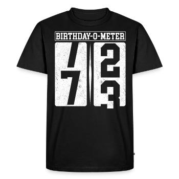 Birthday-O-Meter 73 Joyeux 73ème anniversaire Célébrant - T-shirt Premium bio Homme - noir - Devant - Nico (187cm)