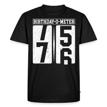 Birthday-O-Meter 76 Joyeux 76e anniversaire Célébrant - T-shirt Premium bio Homme - noir - Devant - Nico (187cm)