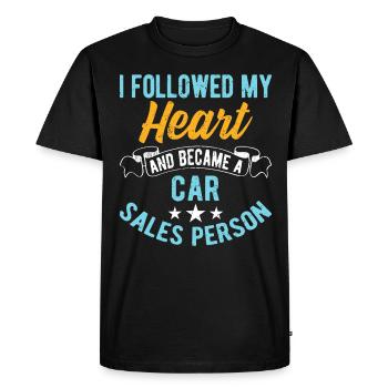 J’ai suivi mon cœur vendeur de voitures - T-shirt Premium bio Homme - noir - Devant - Nico (187cm)