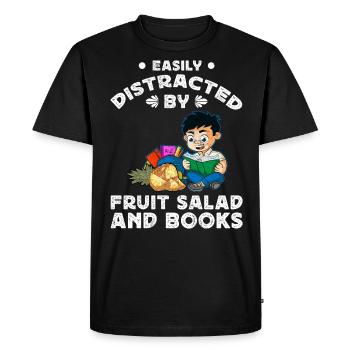 Facilement distrait par la salade de fruits et les livres - T-shirt Premium bio Homme - noir - Devant - Nico (187cm)
