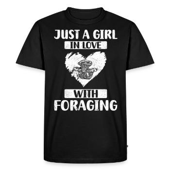 Juste une fille amoureuse de la recherche de champignons Mushies - T-shirt Premium bio Homme - noir - Devant - Nico (187cm)