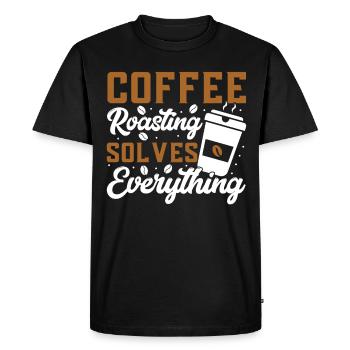 Coffee Roasting Solves Everything - Men's Premium Organic T-Shirt - black - Front - Nico (187cm)
