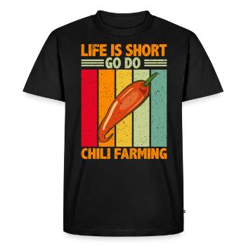 La vie est courte Aller faire de l’agriculture chili - T-shirt Premium bio Homme - noir - Devant - Nico (187cm)