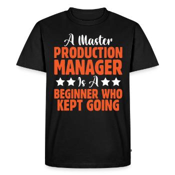 Master Production Manager - Men's Premium Organic T-Shirt - black - Front - Nico (187cm)
