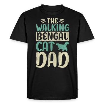 Le chat bengale marchant Papa Chat Chat Marche - T-shirt Premium bio Homme - noir - Devant - Nico (187cm)