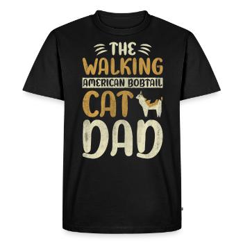 The Walking American Bobtail Cat Dad Cat Walking - Men's Premium Organic T-Shirt - black - Front - Nico (187cm)