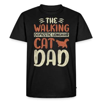 The Walking Domestic Longhair Cat Dad Cat Walking - Men's Premium Organic T-Shirt - black - Front - Nico (187cm)