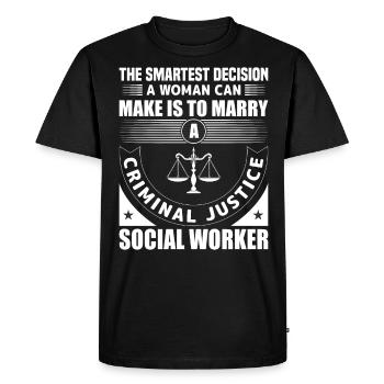 La décision la plus intelligente qu’une femme puisse prendre - T-shirt Premium bio Homme - noir - Devant - Nico (187cm)