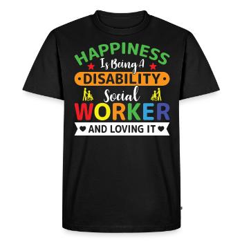 Le bonheur est un travailleur social handicapé - T-shirt Premium bio Homme - noir - Devant - Nico (187cm)