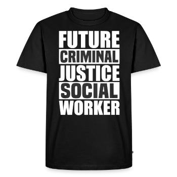 Futur travailleur social en justice pénale - T-shirt Premium bio Homme - noir - Devant - Nico (187cm)