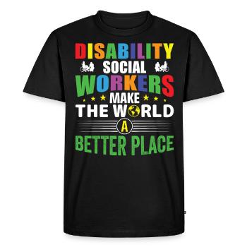 Travailleurs sociaux handicapés - T-shirt Premium bio Homme - noir - Devant - Nico (187cm)