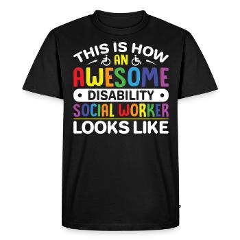 Travailleur social handicapé génial - T-shirt Premium bio Homme - noir - Devant - Nico (187cm)