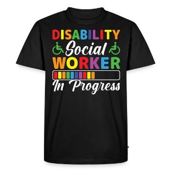 Travailleur social handicapé en cours - T-shirt Premium bio Homme - noir - Devant - Nico (187cm)