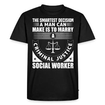 La décision la plus intelligente qu’un homme puisse prendre - T-shirt Premium bio Homme - noir - Devant - Nico (187cm)