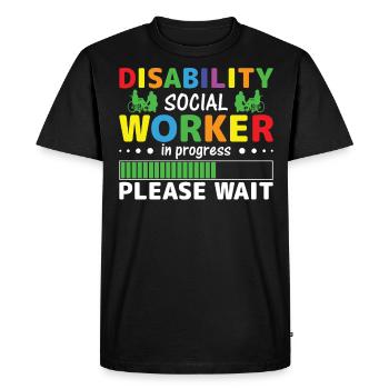 Travailleur social handicapé en cours - T-shirt Premium bio Homme - noir - Devant - Nico (187cm)