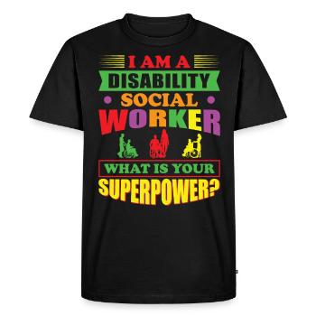 Je suis un travailleur social handicapé - T-shirt Premium bio Homme - noir - Devant - Nico (187cm)