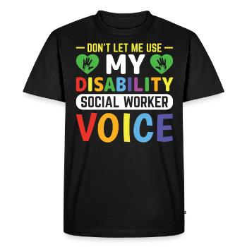Voix des travailleurs sociaux handicapés - T-shirt Premium bio Homme - noir - Devant - Nico (187cm)