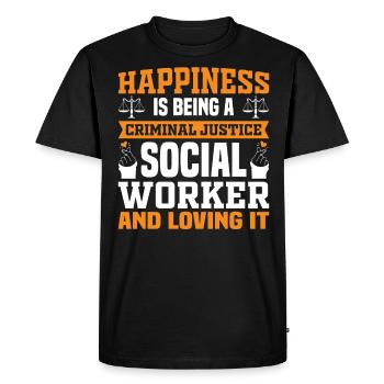 Happiness Being Justice Social Worker - Men's Premium Organic T-Shirt - black - Front - Nico (187cm)