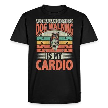 La promenade du chien de berger australien est mon chien cardio - T-shirt Premium bio Homme - noir - Devant - Nico (187cm)
