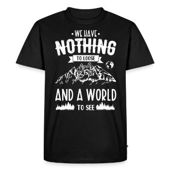 Nous n’avons rien à perdre et un monde à voir voyager - T-shirt Premium bio Homme - noir - Devant - Nico (187cm)