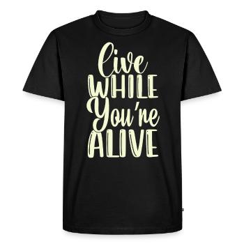 Vivez pendant que votre voyageur vivant voyage touristique - T-shirt Premium bio Homme - noir - Devant - Nico (187cm)