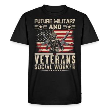 Futur travailleur social militaire et vétéran - T-shirt Premium bio Homme - noir - Devant - Nico (187cm)