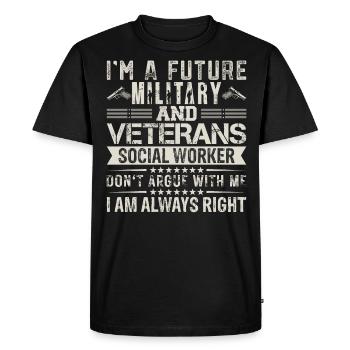 I'm A Future Military & Veterans Worker - Men's Premium Organic T-Shirt - black - Front - Nico (187cm)