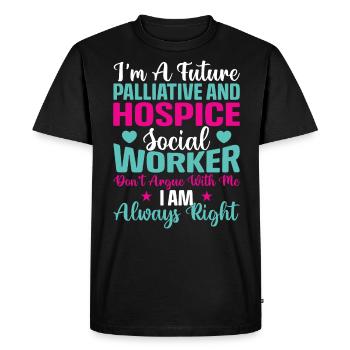 Je suis un futur travailleur social en soins palliatifs - T-shirt Premium bio Homme - noir - Devant - Nico (187cm)