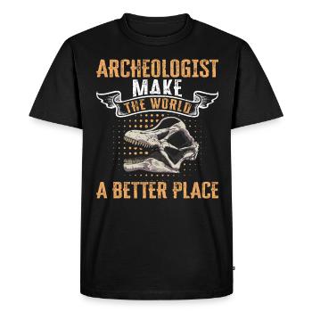 Archeologist Make The World A Better Place - Men's Premium Organic T-Shirt - black - Front - Nico (187cm)