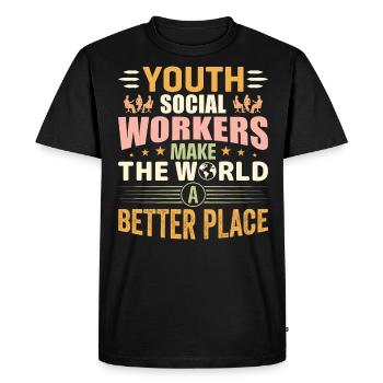 Social Workers Make The World Better - Men's Premium Organic T-Shirt - black - Front - Nico (187cm)