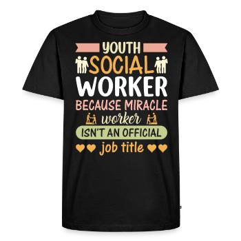 Youth Social Worker Because Miracle - Men's Premium Organic T-Shirt - black - Front - Nico (187cm)