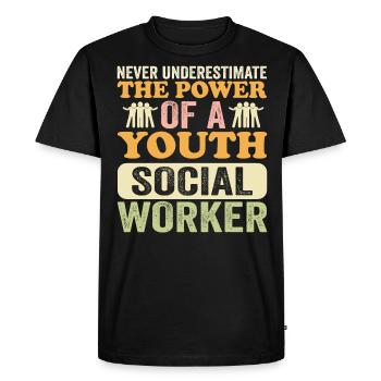 Never Underestimate Youth Social Worker - Men's Premium Organic T-Shirt - black - Front - Nico (187cm)