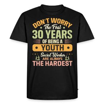 First 30 Years Of Being Social Worker - Men's Premium Organic T-Shirt - black - Front - Nico (187cm)