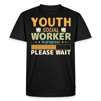 Youth Social Worker In Progress - Men's Premium Organic T-Shirt - black - Front - Nico (187cm)