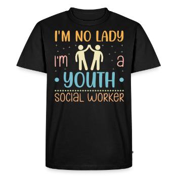 I Am No Lady I Am A Youth Social Worker - Men's Premium Organic T-Shirt - black - Front - Nico (187cm)