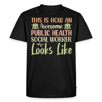 Travailleur social en santé publique génial - T-shirt Premium bio Homme - noir - Devant - Nico (187cm)