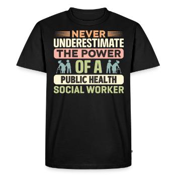 Le pouvoir du travailleur social en santé publique - T-shirt Premium bio Homme - noir - Devant - Nico (187cm)